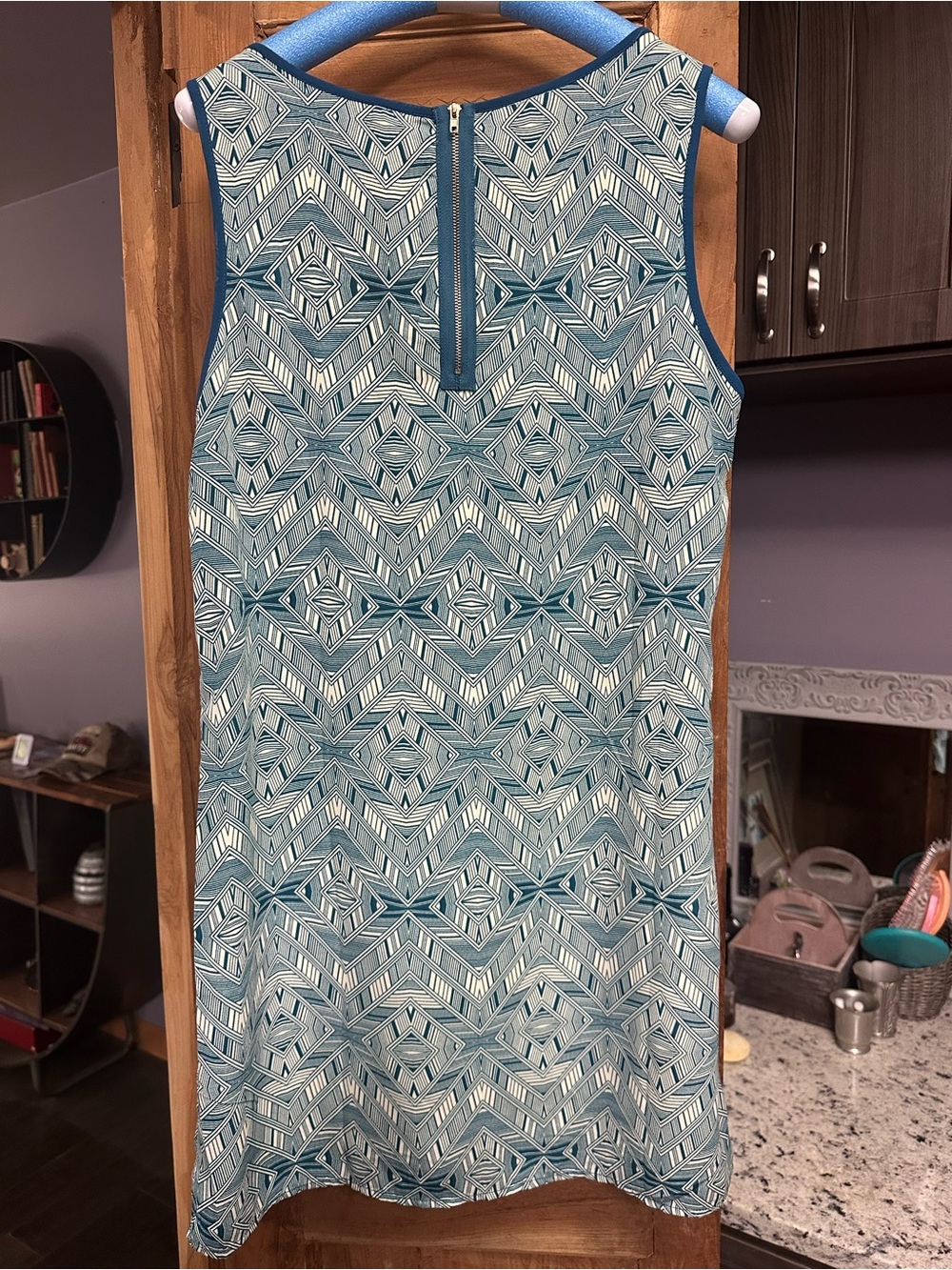 Retro mini dress Pink Owl medium boho shift sleeveless tank teal Y2K